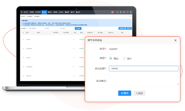 商淘云多店商城系统会员管理后台
